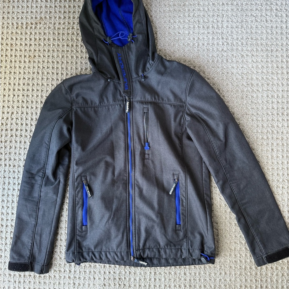 Superdry Original Windtrekker Jacket. Dark Gray  and Blue.